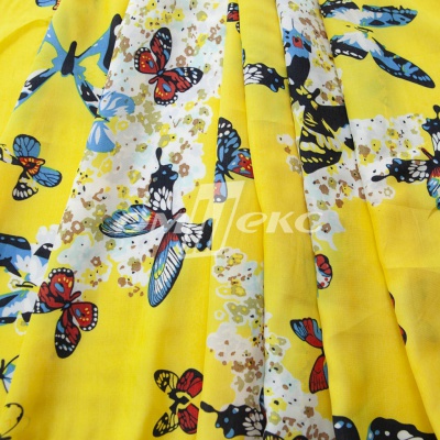 Плательная ткань "Софи" 7.2, 75 гр/м2, шир.150 см, принт бабочки - купить в Новошахтинске. Цена 241.49 руб.