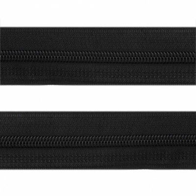 Рулонная молния с покрытием PVC спираль тип 3 (упак.270м) -черная с полосой СВО - купить в Новошахтинске. Цена: 12.74 руб.