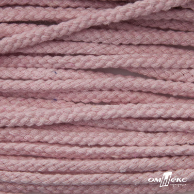 Шнур плетеный d-6 мм круглый, 70% хлопок 30% полиэстер, уп.90+/-1 м, цв.1087-розовый - купить в Новошахтинске. Цена: 588 руб.