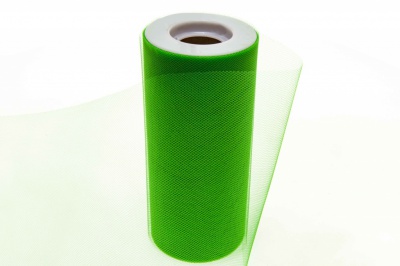 Фатин в шпульках 16-146, 10 гр/м2, шир. 15 см (в нам. 25+/-1 м), цвет зелёный - купить в Новошахтинске. Цена: 100.69 руб.