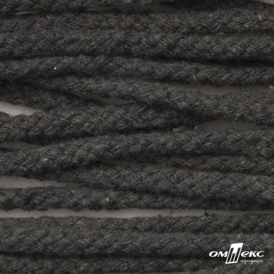 Шнур плетеный d-6 мм круглый, 70% хлопок 30% полиэстер, уп.90+/-1 м, цв.1088-т.серый - купить в Новошахтинске. Цена: 588 руб.