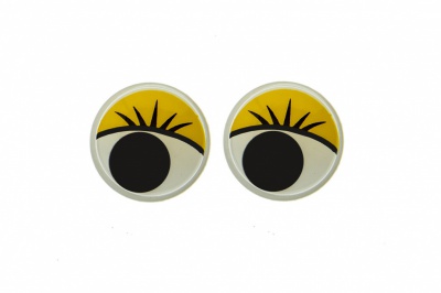 Глазки для игрушек, круглые, с бегающими зрачками, 12 мм/упак.50+/-2 шт, цв. -желтый - купить в Новошахтинске. Цена: 95.04 руб.