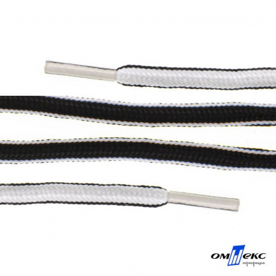 Шнурки #4-27, круглые 130 см, двухцветные (черно/белый) - купить в Новошахтинске. Цена: 47.04 руб.