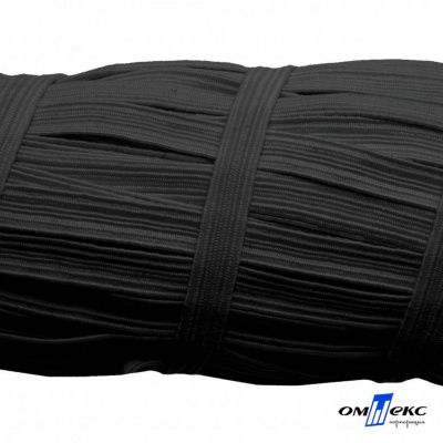 Резиновые нити с текстильным покрытием, шир. 6 мм (55 м/уп), цв.-черный - купить в Новошахтинске. Цена: 210.75 руб.