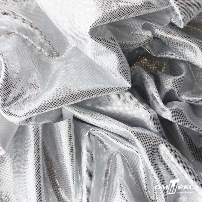 Трикотажное полотно голограмма, шир.140 см, #602 -белый/серебро - купить в Новошахтинске. Цена 385.88 руб.