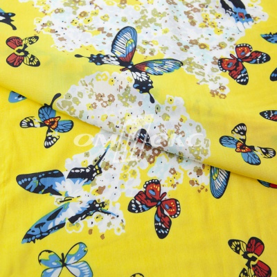 Плательная ткань "Софи" 7.2, 75 гр/м2, шир.150 см, принт бабочки - купить в Новошахтинске. Цена 243.96 руб.