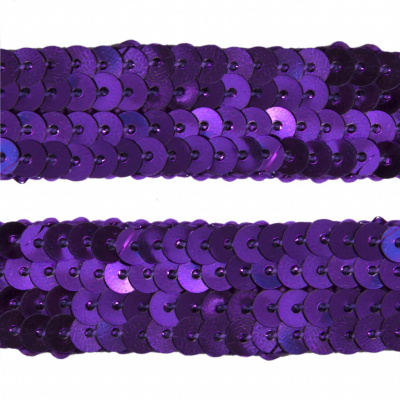 Тесьма с пайетками 12, шир. 20 мм/уп. 25+/-1 м, цвет фиолет - купить в Новошахтинске. Цена: 778.19 руб.
