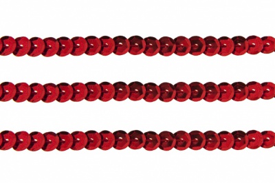 Пайетки "ОмТекс" на нитях, SILVER-BASE, 6 мм С / упак.73+/-1м, цв. 3 - красный - купить в Новошахтинске. Цена: 468.37 руб.