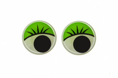 Глазки для игрушек, круглые, с бегающими зрачками, 15 мм/упак.50+/-2 шт, цв. -зеленый - купить в Новошахтинске. Цена: 113.01 руб.