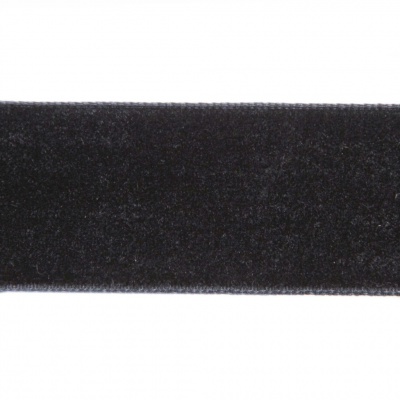 Лента бархатная нейлон, шир.25 мм, (упак. 45,7м), цв.03-черный - купить в Новошахтинске. Цена: 800.84 руб.