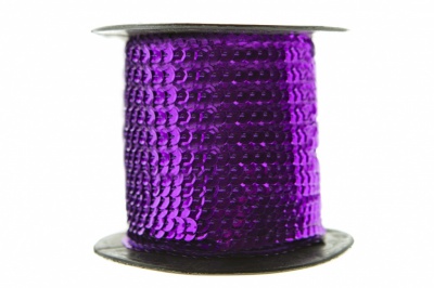 Пайетки "ОмТекс" на нитях, SILVER-BASE, 6 мм С / упак.73+/-1м, цв. 12 - фиолет - купить в Новошахтинске. Цена: 300.55 руб.
