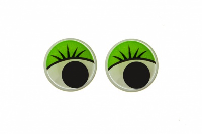 Глазки для игрушек, круглые, с бегающими зрачками, 12 мм/упак.50+/-2 шт, цв. -зеленый - купить в Новошахтинске. Цена: 95.04 руб.