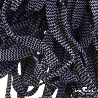 Шнурки #107-07, плоские 130 см, двухцветные цв.серый/чёрный - купить в Новошахтинске. Цена: 23.03 руб.