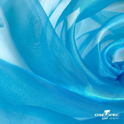 Ткань органза, 100% полиэстр, 28г/м2, шир. 150 см, цв. #38 голубой - купить в Новошахтинске. Цена 86.24 руб.