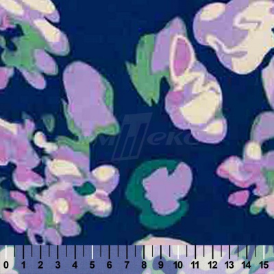 Штапель принт (100% вискоза) D4,C3, 110 гр/м2, шир.140см, принт цветы/василёк - купить в Новошахтинске. Цена 343 руб.