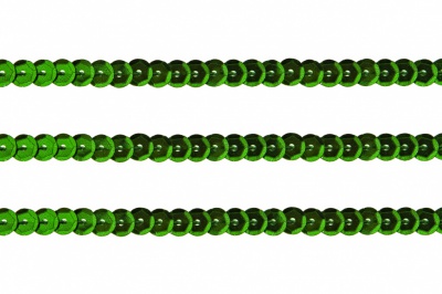 Пайетки "ОмТекс" на нитях, SILVER-BASE, 6 мм С / упак.73+/-1м, цв. 4 - зеленый - купить в Новошахтинске. Цена: 484.77 руб.