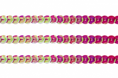 Пайетки "ОмТекс" на нитях, CREAM, 6 мм С / упак.73+/-1м, цв. 89 - розовый - купить в Новошахтинске. Цена: 468.37 руб.