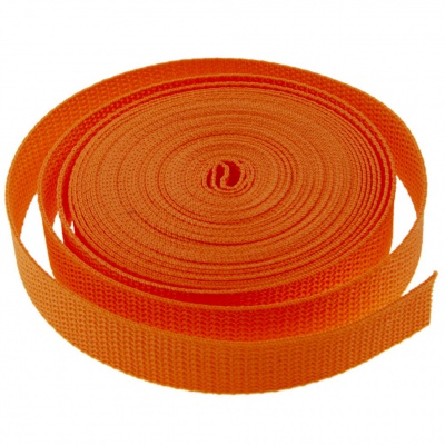 Стропа текстильная, шир. 25 мм (в нам. 50+/-1 ярд), цвет оранжевый - купить в Новошахтинске. Цена: 409.94 руб.