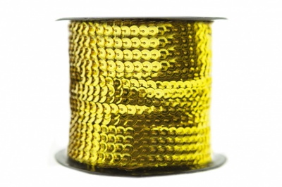 Пайетки "ОмТекс" на нитях, SILVER-BASE, 6 мм С / упак.73+/-1м, цв. А-1 - т.золото - купить в Новошахтинске. Цена: 468.37 руб.