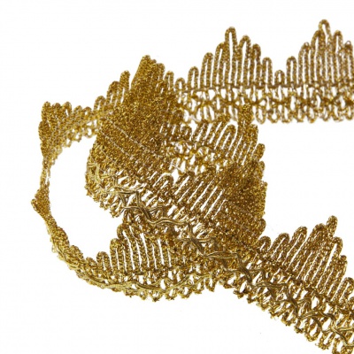 Тесьма металлизированная 0384-0240, шир. 40 мм/уп. 25+/-1 м, цвет золото - купить в Новошахтинске. Цена: 490.74 руб.
